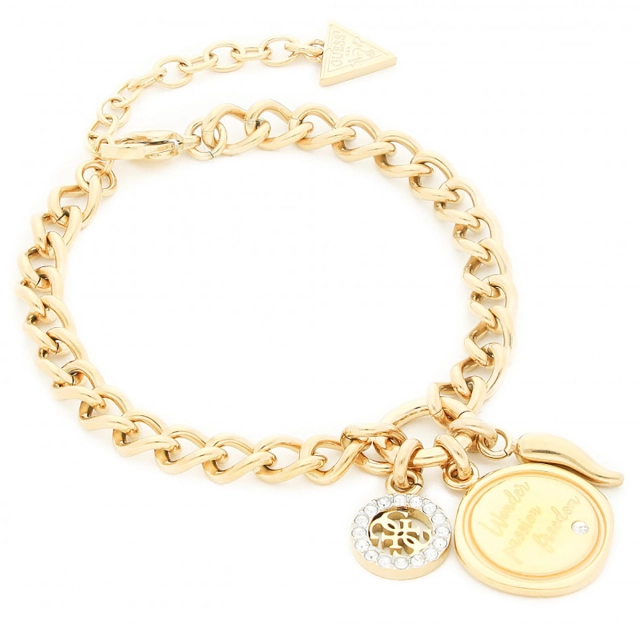 Guess Bracciale portafortuna Guess in acciaio dorato JUBB70/056JW