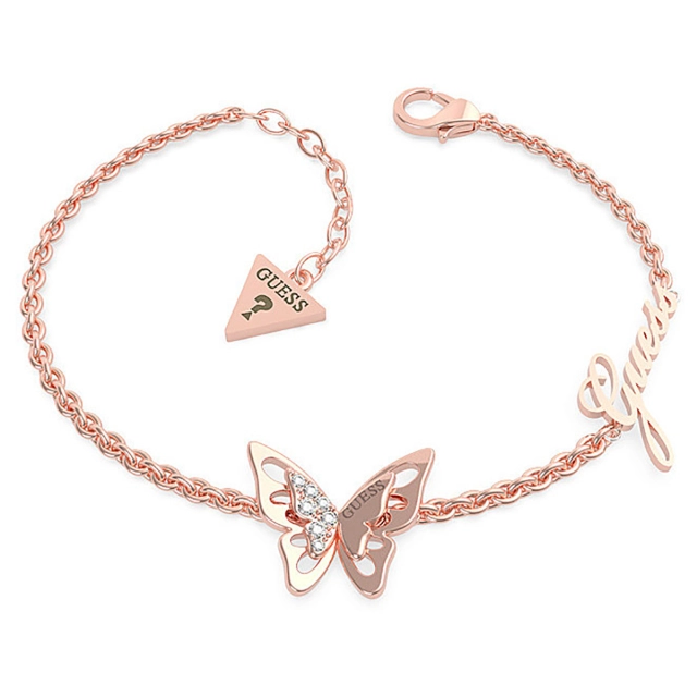 Guess Bracciale farfalla in acciaio rosè JUBB70/116JW