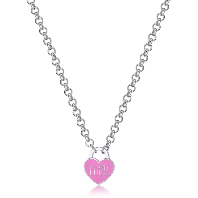 S'agapò Collana Sagapò Click con cuore rosa Good Luck SBM84