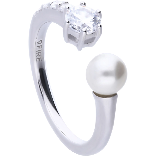 Diamonfire Anello Diamonfire in argento con zirconi e perla 61/2165/1/111/175