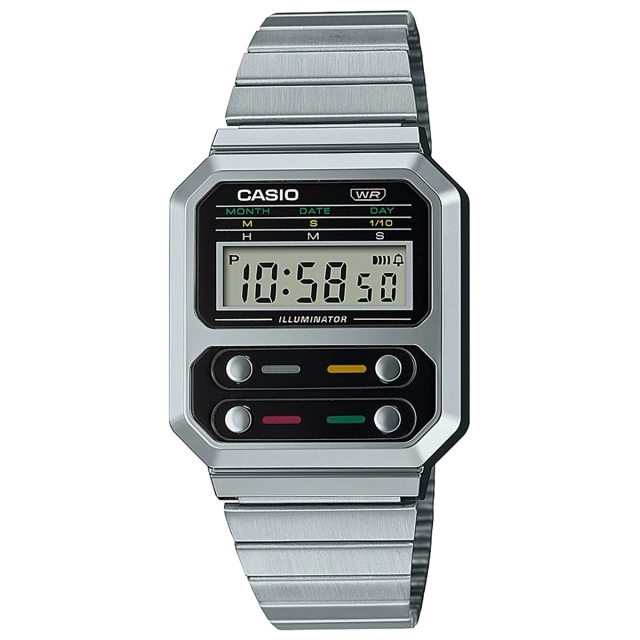 Casio Orologio Casio digitale in resina e acciaio A100WE-1AEF