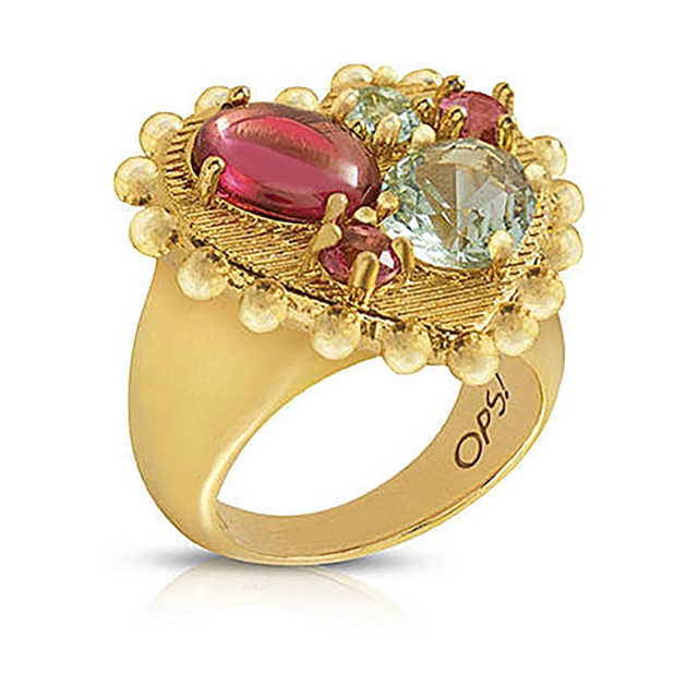 Ops Anello cuore Ops in ottone placcato oro 24kt OPS-LUX38-14