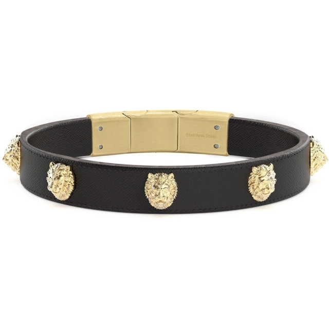 Guess Bracciale Guess Lion King in pelle e acciaio JUMB01310JWYGT/U