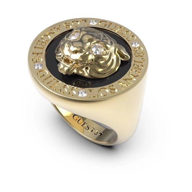 Guess Anello Guess Lion King in acciaio gold e nero JUMR01315JWYGBK64