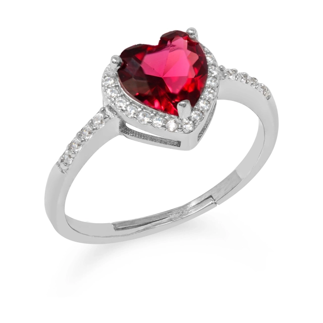 Feeling Anello cuore in argento925 color rubino R-1005RB