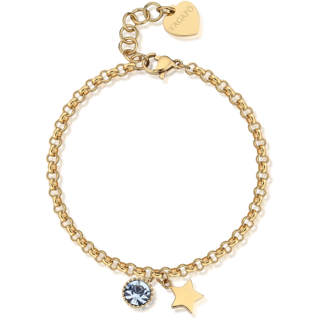 S'agapò Bracciale Sagapò in acciaio316L gold con stella SKT28