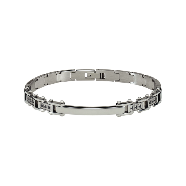 Sognami Bracciale in acciaio con cristalli neri  SUBR014