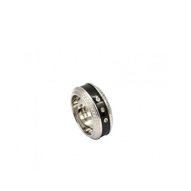 Aragonesi Anello in acciaio 316L black con diamanti AN1701/27