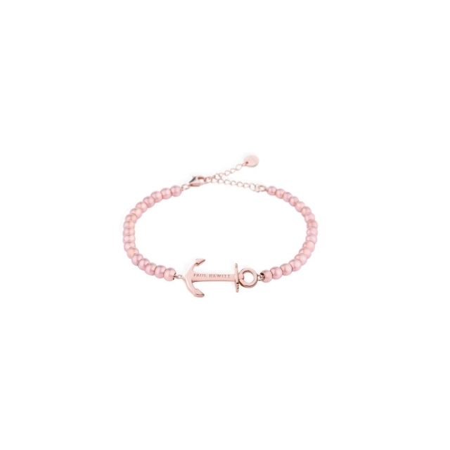 Paul Hewitt Bracciale acciaio con perle rosa e simbolo ancora PHJ0038U