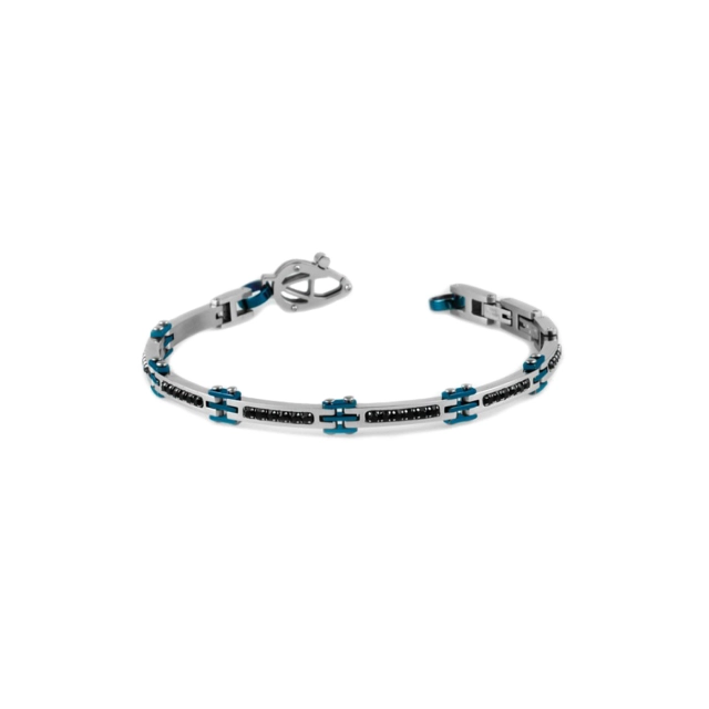 Aragonesi Bracciale in acciaio con pietre ip blue BR0103