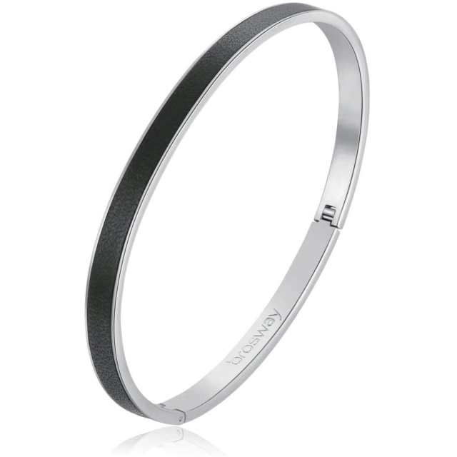 Brosway Bracciale Brosway in acciaio e pelle con incisione BWY34A