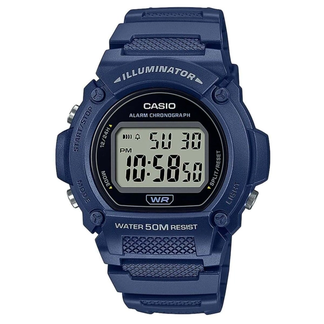 Casio Orologio digitale Casio in acciaio e resina blu  W-219H-2AVEF