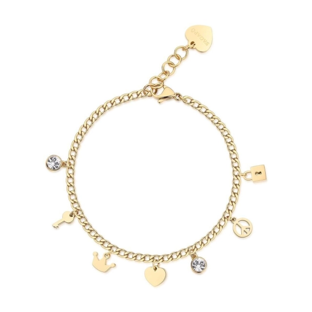 S'agapò Bracciale Sagapò in acciaio316L gold con charms SSG15