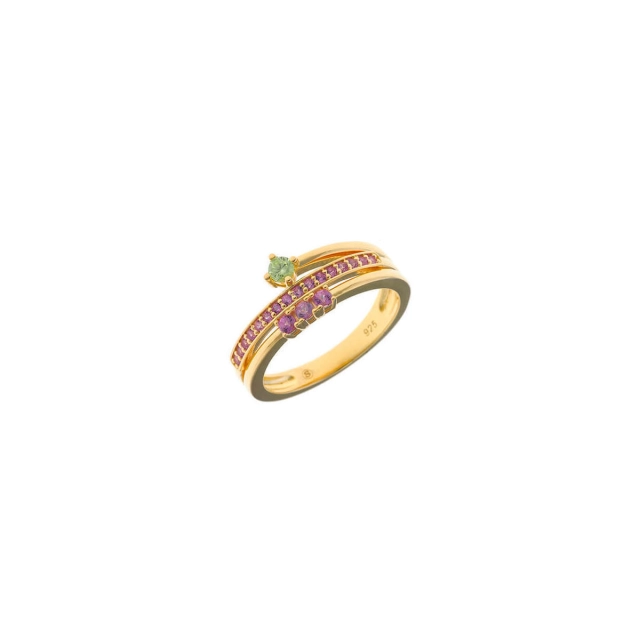 Salvatore Plata RING SILVER PLATED GOLDEN CZ RUBY AND 136S0301/12