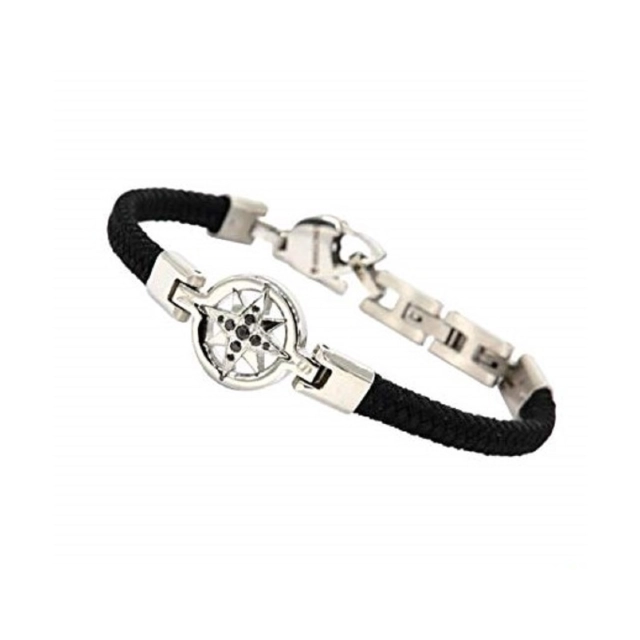 Aragonesi Bracciale Columbus in acciaio316L e cinturino nero BR2104