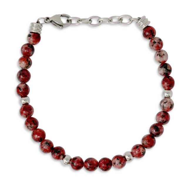 Sognami Bracciale uomo acciaio e pietre bordeaux Sognami BR5460