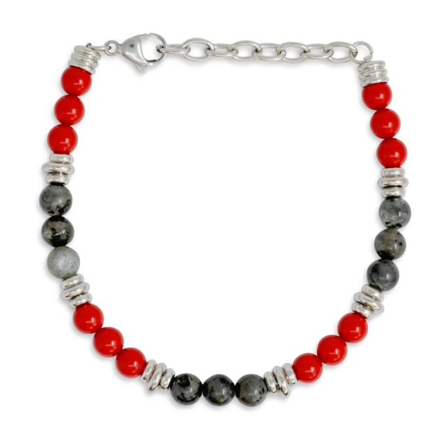 Sognami Bracciale uomo acciaio pietre rosso-grigio Sognami BR5478