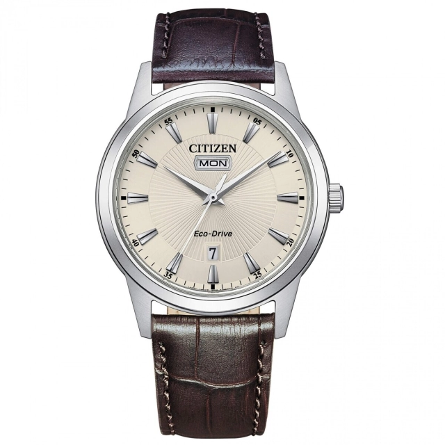 Citizen Orologio Citizen Eco Drive in acciaio e pelle AW0100-19A