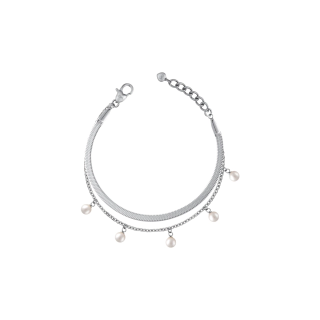 Ops Bracciale Ops in acciaio silver e perla OPSBR-781