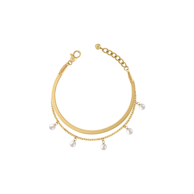 Ops Bracciale Ops in acciaio gold e perla OPSBR-782