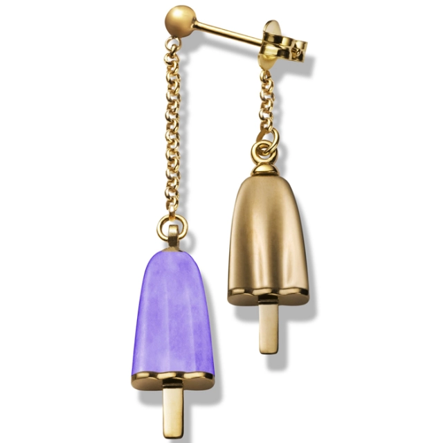 Ambrosini AMBROSINI JEWELS -  ORECCHINI doppi ARGENTO 925° ghiacciolo finitura rosé pietra viola