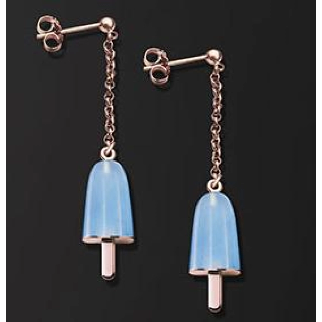 Ambrosini AMBROSINI JEWELS -  ORECCHINI ARGENTO 925°  ghiacciolo finitura rosé pietra azzurra piccoli(14x8mm)