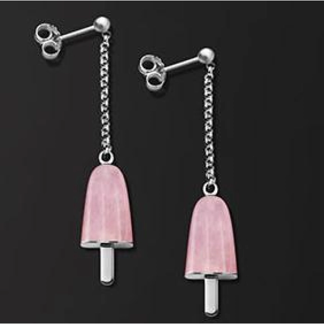 Ambrosini AMBROSINI JEWELS -  ORECCHINI ARGENTO 925°  ghiacciolo finitura bianca pietra rosa piccoli (14x8mm)