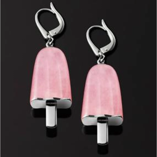 Ambrosini AMBROSINI JEWELS -  ORECCHINI ARGENTO 925°  ghiacciolo finitura bianca pietra rosa medi (21x14 mm)