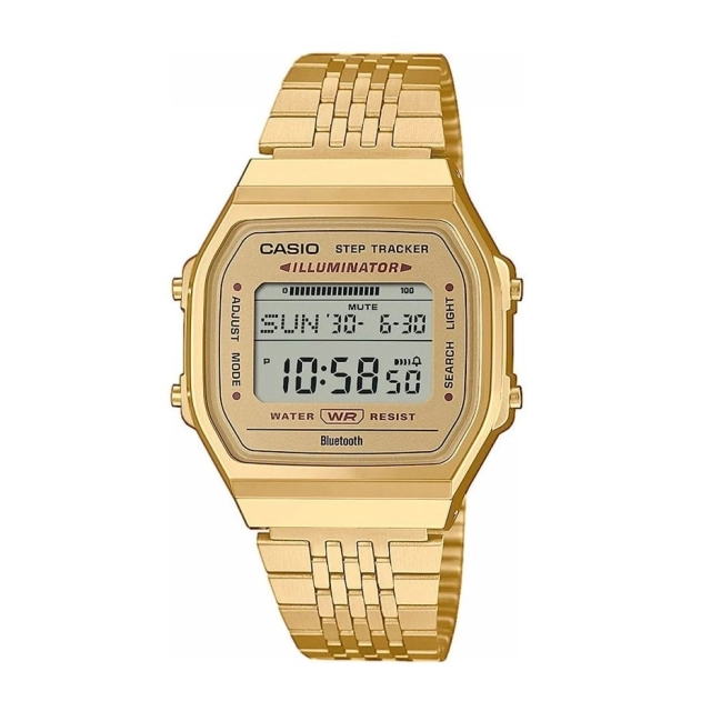 Casio Collection & Vintage NEW VINTAGE BLUETOOTH®  SMARTPHONE LINK -  GOLD -  built-in accelerometer senses body movements + steps counter