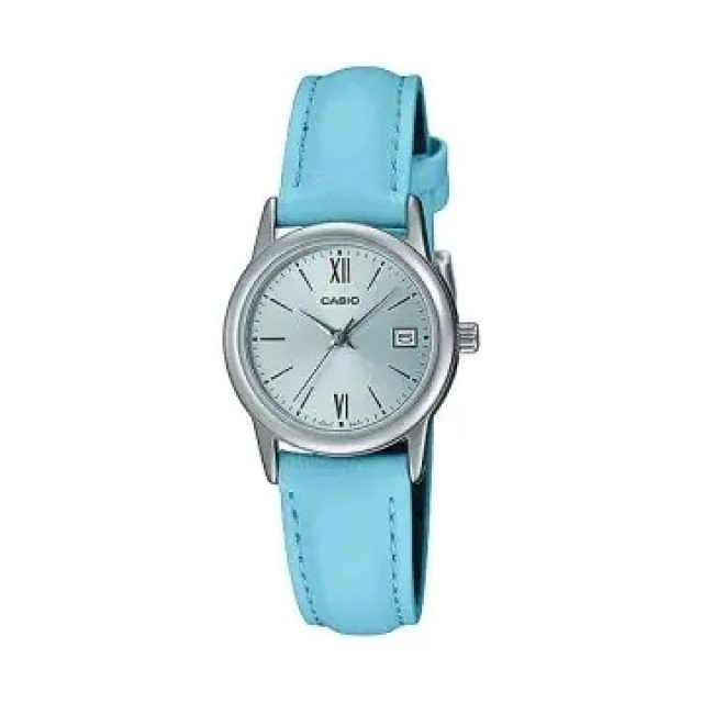 Casio CASIO COLLECTION Mod. LADY DATE SILVER, LEATHER - LIGHT BLUE
