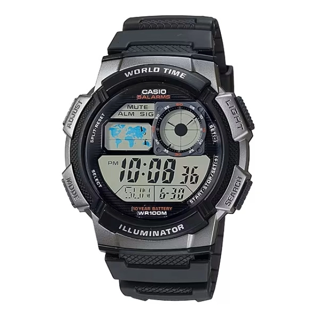 Casio CASIO Mod. WORLD TIME ILLUMINATOR - 5 Alarms, 10 Year battery