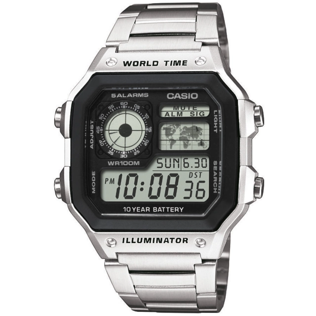 Casio Collection & Vintage CASIO SPORT Mod. WORLD TIME ILLUMINATOR 5 ALARMS - FUTURE CLASSIC COLLECTION - BLACK STEEL