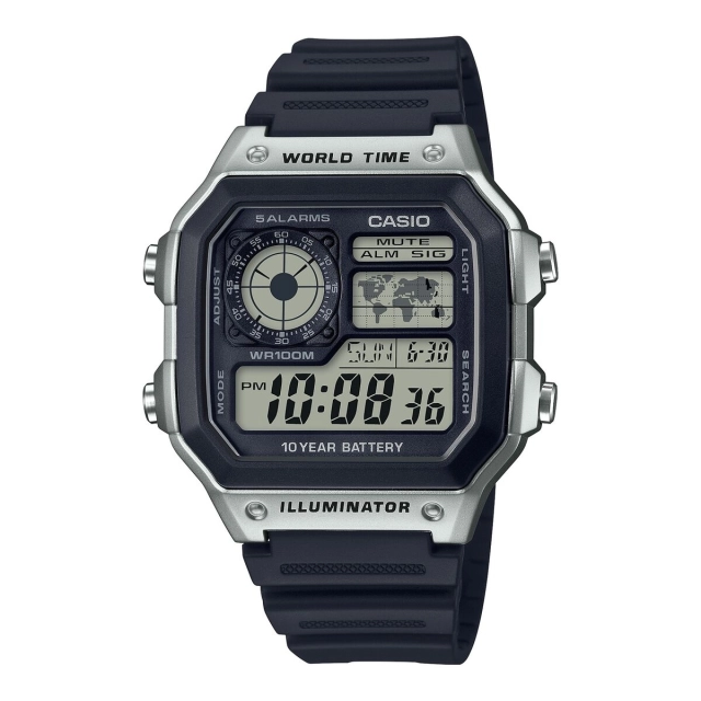 Casio Collection & Vintage CASIO SPORT Mod. CASIO SPORT Mod. WORLD TIME ILLUMINATOR 5 ALARMS - FUTURE CLASSIC COLLECTION - BLACK SILVER