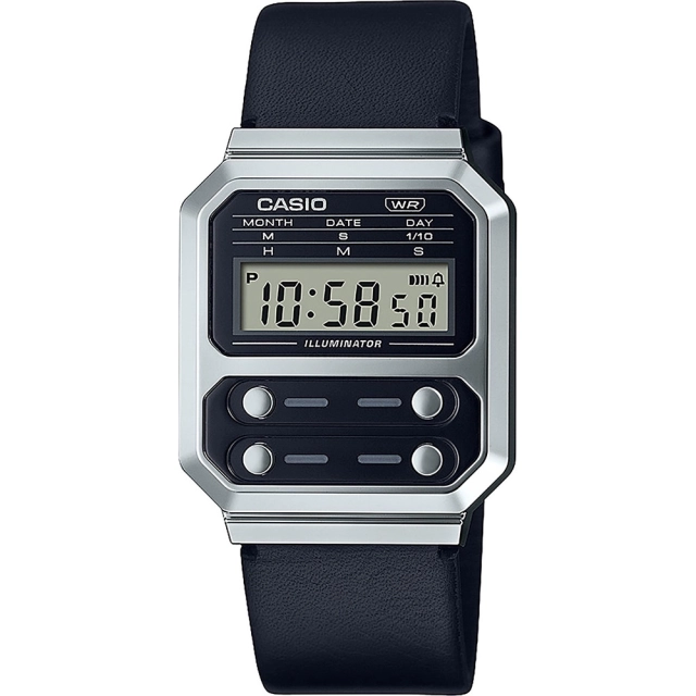 Casio Orologio digitale Casio in resina e pelle A100WEL-1AEF