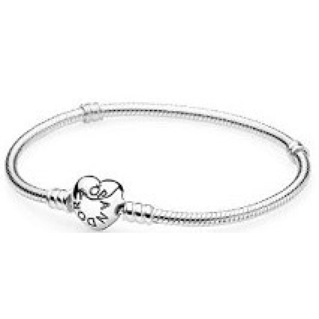 Pandora PANDORA MOMENTS COLLECTION Mod. HEART CLASP SNAKE CHAIN BRACELET - Size 19