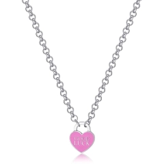 S'agapò Collana Sagapò Click con cuore rosa Good Luck SBM84