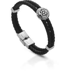 Simex-one Bracciale in pelle con simboli timone e ancora 12.A2660