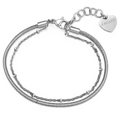 S'agapò Bracciale CHUNKY in acciaio 316L a doppia catena SHK23