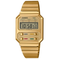 Casio Orologio Casio digitale in resina e acciaio gold A100WEG-9AEF