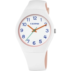 Calypso Orologio analogico Calypso in plastica bianco rosa K5792/A