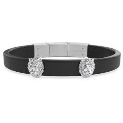 Guess Bracciale Guess Lion King in acciaio e pelle  JUMB01311JWSTT/U