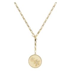 Fossil Collana Fossil in acciaio gold con pendente fiori JF04014710