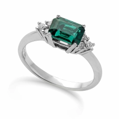 Eureka Future Diamonds Anello oro 9Kt con pietra lab grown emerald Eureka AN018S-9K/GR2