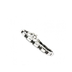 Aragonesi Bracciale acciaio316L silver e black con diamante BR2401