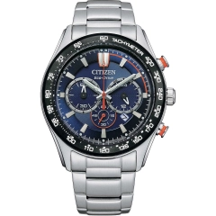 Citizen Orologio Crono Eco Drive Citizen Aviator nero/blu CA4486-82L