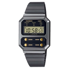 Casio Orologio digitale Casio Vintage in acciaio black A100WEGG-1A2EF