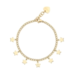 S'agapò Bracciale Sagapò in acciaio316L gold con stelle SSG14