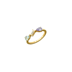 Salvatore Plata RING SILVER PLATED GOLDEN CZ LEMON, LAVENDER 136S0306/14