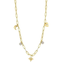 Brosway Collana luna, stella, cuore Brosway in acciaio BAH44