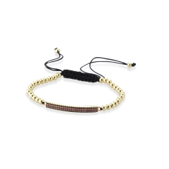 Simex-one Bracciale in cordoncino nero con sfere color oro 12.A2459